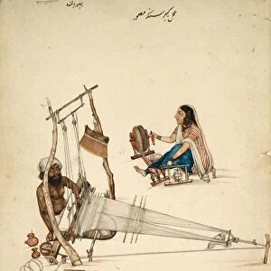 Weaving and Spinning, c. 1860. Creator: Kehar Singh (Indian)