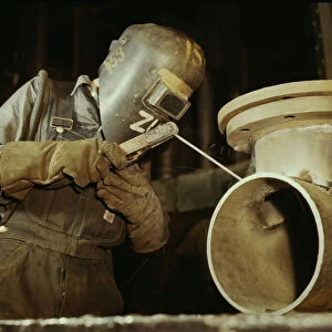 Welder making boilers for a ship, Combustion Engineering Co. Chattanooga, Tenn. 1942. Creator: Alfred T Palmer