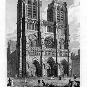 West front of the Church of Notre Dame de Paris, France, 1828. Artist: J Tingle