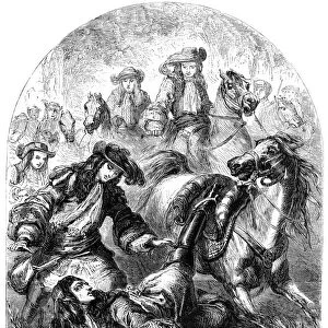 William III thrown from his horse near Hampton Court. Artist: C Sheeres
