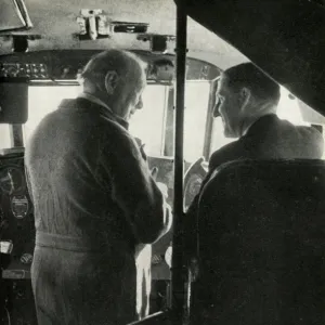 Winston Churchill talking to Captain Shakespeare of the flying boat Berwick, c1939-c1944 (1946)