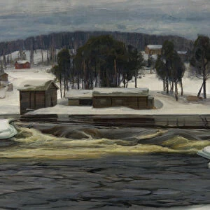Winter day at the river Kymijoki, 1919