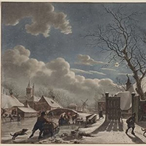 Winter Night in a Dutch Town, 1797. Creator: Jacob Cats (Dutch, 1741-1799)