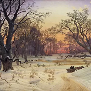 Winter Night in a Forest, 1853. Creator: Vilhelm Kyhn