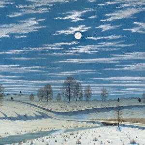Winter Scene in Moonlight, 1869. Creator: Henry Farrer