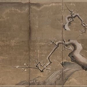 Winter Scene with Plum Trees and Pheasants, early 1600s. Creator: Kano Naonobu (Japanese