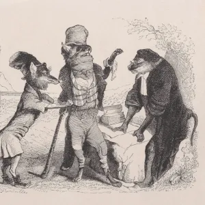 The Wolf pleading against the Fox, in front of the Monkey, ca. 1838