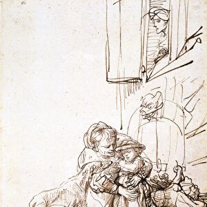 Woman with a Child Afraid of a Dog, 17th century. Artist: Rembrandt Harmensz van Rijn