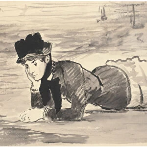 Woman Lying on the Beach. Annabel Lee, ca 1881. Artist: Manet, Edouard (1832-1883)