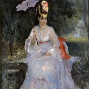 Woman with a parasol sitting in a garden, 1872. Artist: Renoir, Pierre Auguste (1841-1919)