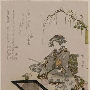 Woman Performing the Tea Ceremony, c. 1820. Creator: Eizan Kikugawa (Japanese, 1787-1867)
