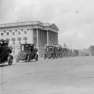 Woman Suffrage Motor Parade To Capitol, 1913. Creator: Harris & Ewing. Woman Suffrage Motor Parade To Capitol, 1913. Creator: Harris & Ewing
