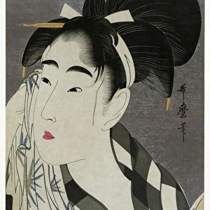 Woman Wiping Sweat, 1798. Artist: Kitagawa Utamaro