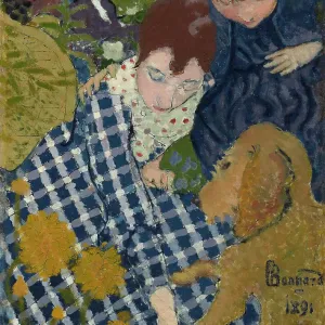 Women With A Dog, 1891. Creator: Pierre Bonnard