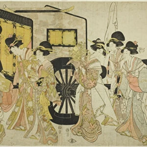 Women Imitating an Imperial Procession, Japan, 1805. Creator: Kitagawa Utamaro