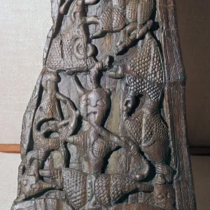 Detail of woodcarving from a Viking sledge, 9th century