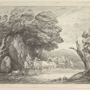 Wooded Landscape with Two Country Carts and Figures, August 1, 1797