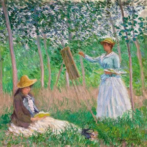 In the Woods at Giverny: Blanche Hoschede at Her Easel with Suzanne Hoschede Reading, 1887. Artist: Monet, Claude (1840-1926)