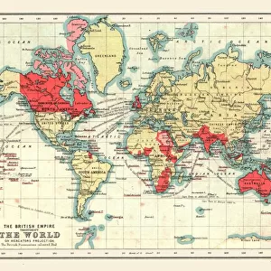 World Map showing the British Empire, 1902. Creator: Unknown