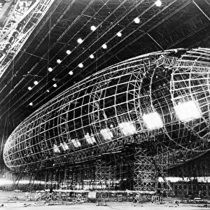 Worlds Largest Dirigible near completion, 1930s