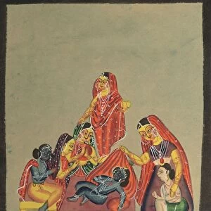 Worship of the Infant Krishna, 1800s. Creator: Unknown