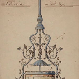 Wrought Iron Hall Lantern Design, 19th century. Creator: J. B. B