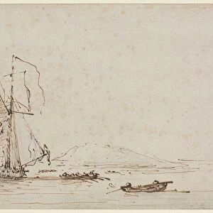 Yacht Receiving Salute, c. 1700. Creator: Willem van de Velde (Dutch, c. 1611-1693)