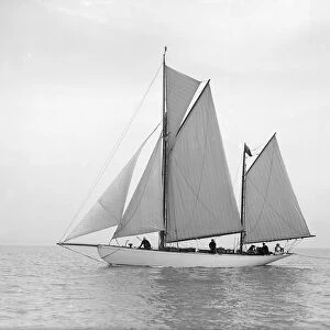 The yawl Meander sailing in close-hauled, 1913. Creator: Kirk & Sons of Cowes
