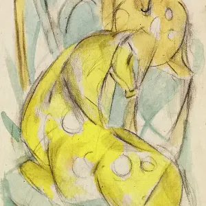 Two yellow animals (Two yellow deer), 1912-1913. Creator: Marc; Franz (1880-1916)