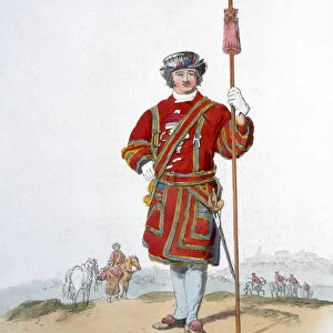 Yeoman of the Kings Guard, 1805. Artist: William Henry Pyne