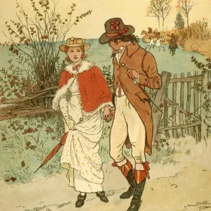 Two young lovers in a lane, c1880. Creator: Randolph Caldecott
