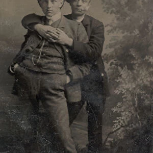 Two Young Men, One Embracing the Other, 1880s. Creator: Unknown