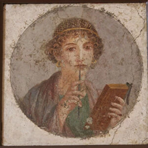 A young woman with book and stylus (So-called Sappho), ca 50. Artist: Master of Herculaneum (1st century)