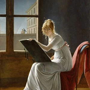 Young Woman Drawing. Artist: Villers, Marie-Denise (1774-1821)