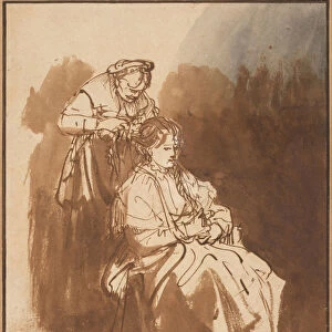 A Young Woman Having Her Hair Braided, ca 1637. Artist: Rembrandt van Rhijn (1606-1669)
