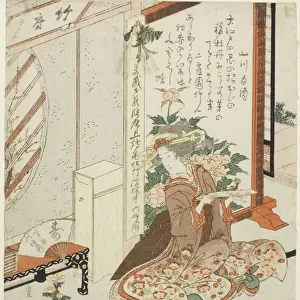 Young woman holding poem slip, n. d. Creator: Utagawa Toyohiro