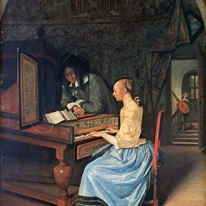A Young Woman playing a Harpsichord, c1659. Artist: Jan Steen