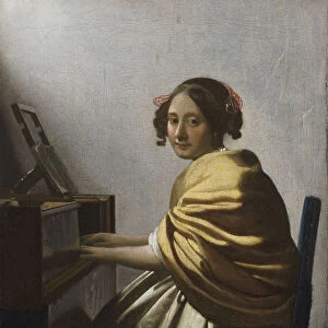 A Young Woman seated at a Virginal, c. 1670. Artist: Vermeer, Jan (Johannes) (1632-1675)