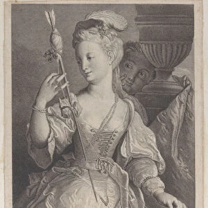 Young woman spinning thread for an arrow, 1686-1741. Creator: Francois de Poilly