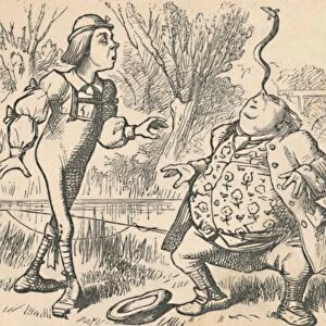 The youth and his father, who is balancing a fish on his nose, 1889. Artist: John Tenniel
