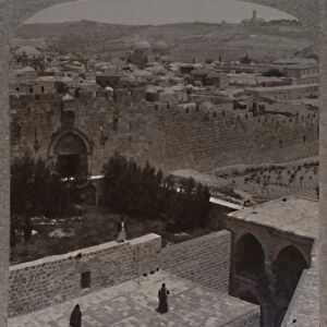 Zion Gate. The Mount of Olives and Mount Scopus in the distance, c1900