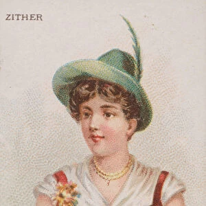 Zither, from the Musical Instruments series (N82) for Duke brand cigarettes, 1888. 1888
