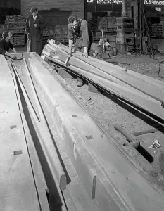 1 in 14 rail crossing, mould and pattern, Stanley Works, Sheffield, South Yorkshire, 1968