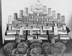 Nome Alaska United States Prints: $1, 250, 000 in gold bullion at Miners and Merchants Bank, 1906. Creator: Lomen Brothers
