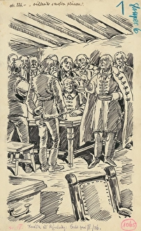 Folk Life Prints: 1.- The Council, 1936. Creator: Andrej Kovacik