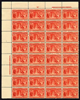 Colonisation Prints: $1 Queen Isabella Pledging Her Jewels imprint block of thirty-two, 1893