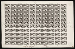 Production Gallery: $1 Trans-Mississippi Western Cattle in Storm plate proof sheet, May 31, 1898