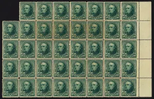 Postage Stamp Prints: 10c Daniel Webster block of thirty-nine, February 22, 1890