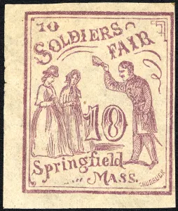 Etiquette Prints: 10c Springfield Soldiers Fair single, 1864. Creator: Unknown