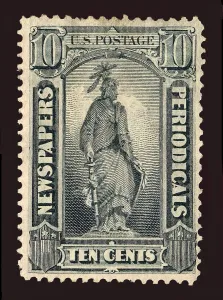 10c Statue of Freedom Newspapers and Periodicals imprint single, 1875. Creator: Unknown 10c Statue of Freedom Newspapers and Periodicals imprint single, 1875. Creator: Unknown